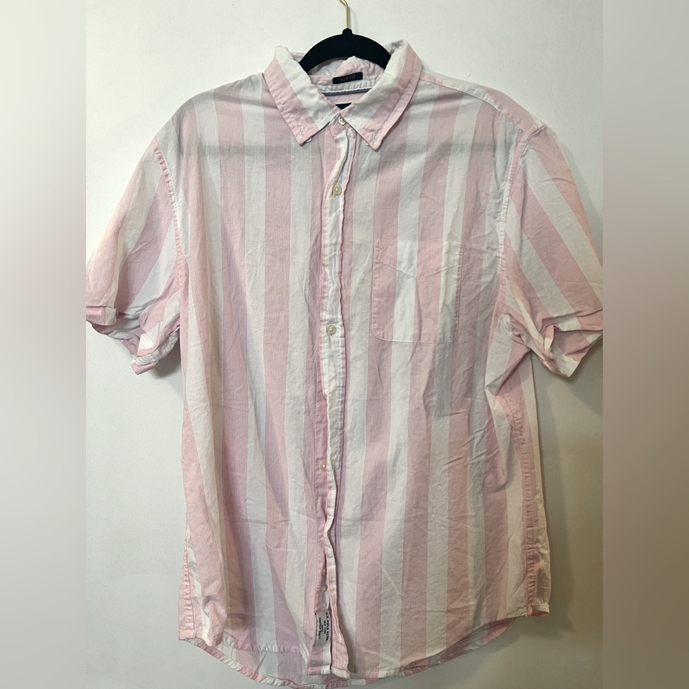 Button up shirt- pink denim